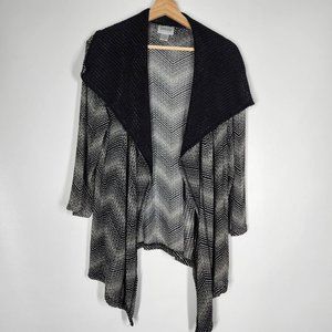 Chico's Travelers black and white open front cardigan womens size 3 Large